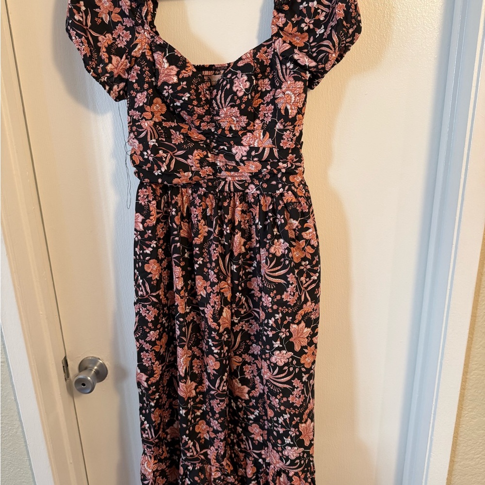 Floral Black and Pink Women's Dress